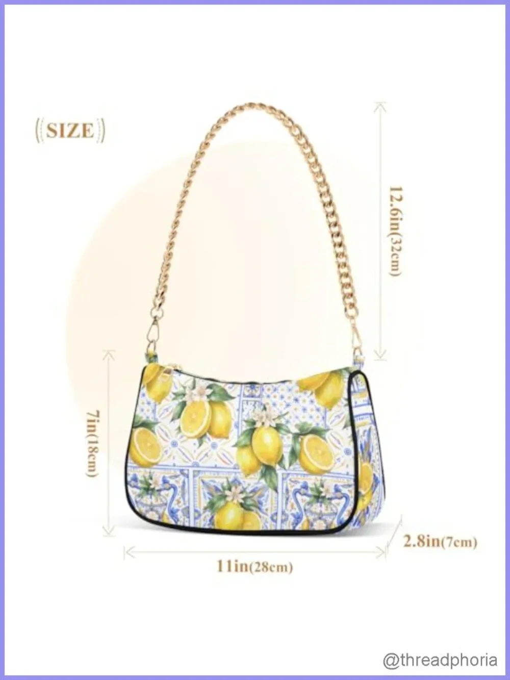 Womens Hobo Shoulder Bag Vintage Print Tote Handbag with Zipper Closure Gold